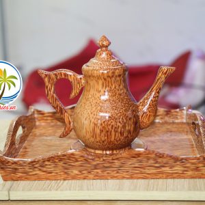 Bộ Bình Trà Cổ Cao Bằng Gỗ Dừa – Quà Tặng Handmade – Thủ Công Mỹ Nghệ