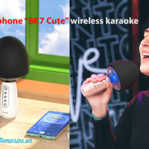Microphone Karaoke Hoco "BK7 Cute" bluetooth v5.0 - Combo mic, loa không dây chính hãng hình Cây Nấm - Phụ kiện du lịch, quà tặng