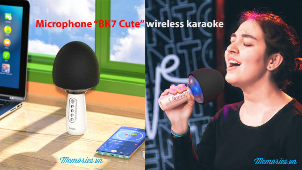 Microphone Karaoke Hoco "BK7 Cute" bluetooth v5.0 - Combo mic, loa không dây chính hãng hình Cây Nấm - Phụ kiện du lịch, quà tặng