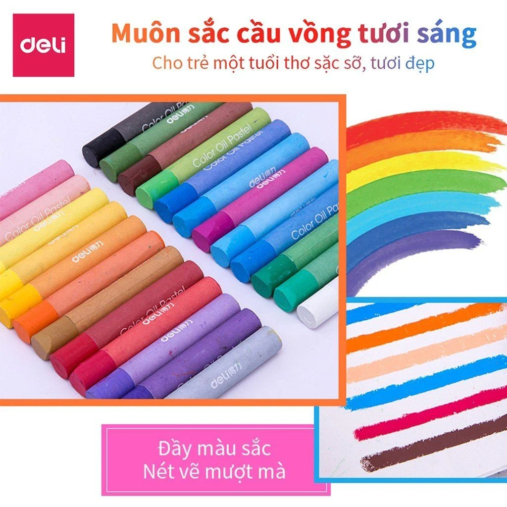 Hộp B&uacute;t M&agrave;u S&aacute;p Dầu Deli - Soft Oil Pastels gi&aacute; rẻ